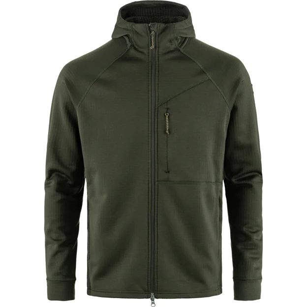 Fjällräven Abisko Grid Fleece Hoodie M Men’s Outlet Green Main Front 79839