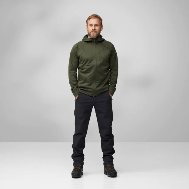 Fjällräven Abisko Grid Fleece Hoodie M Men’s Outlet Model Model front 85311