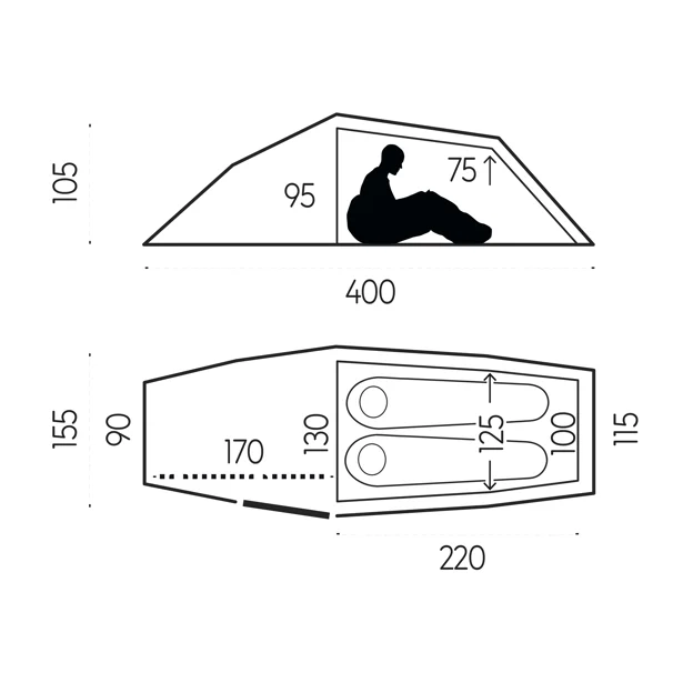 Fjällräven Abisko Shape 2 Unisex Tents Green Tent sketch 24860
