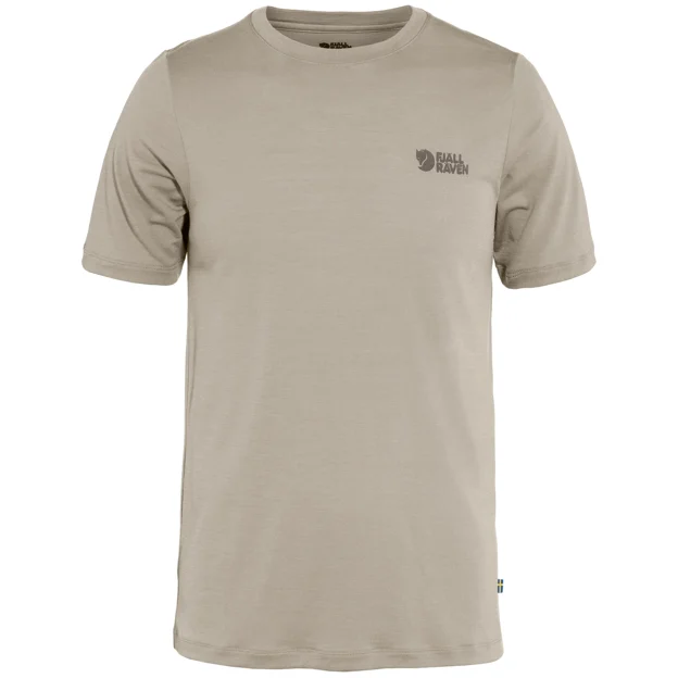 Fjällräven Abisko Wool Logo SS M Men’s T-shirts & tank tops Beige Main Front 101185