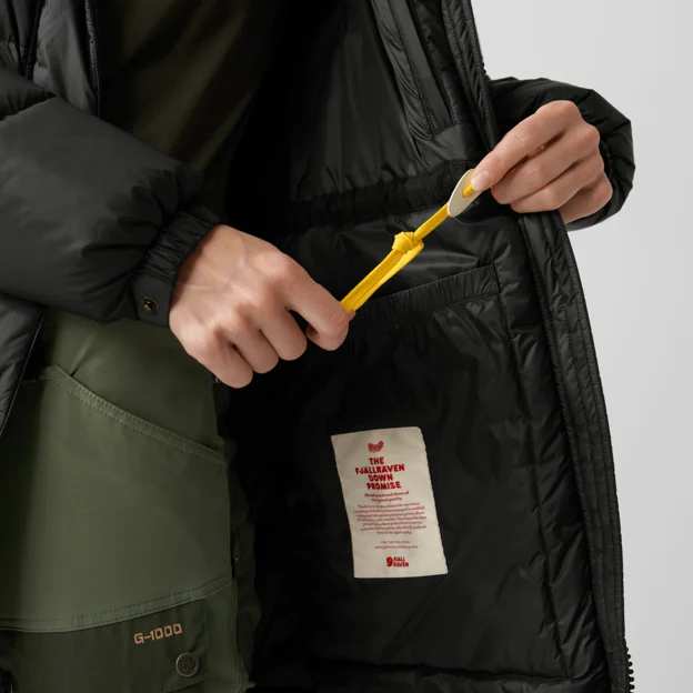 Fjällräven Expedition Long Down Parka W Women’s Down jackets Detail Angle L 52259
