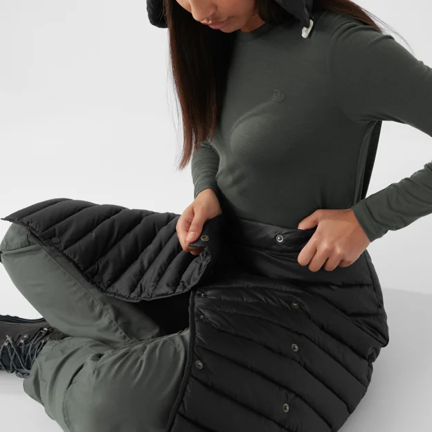 Fjällräven Expedition Pack Down Skirt Women’s Insulated trousers Detail Angle H 60163