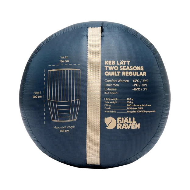 Fjällräven Keb Lätt Two Seasons Quilt Reg Unisex Sleeping bags Blue Main Angle G 118370