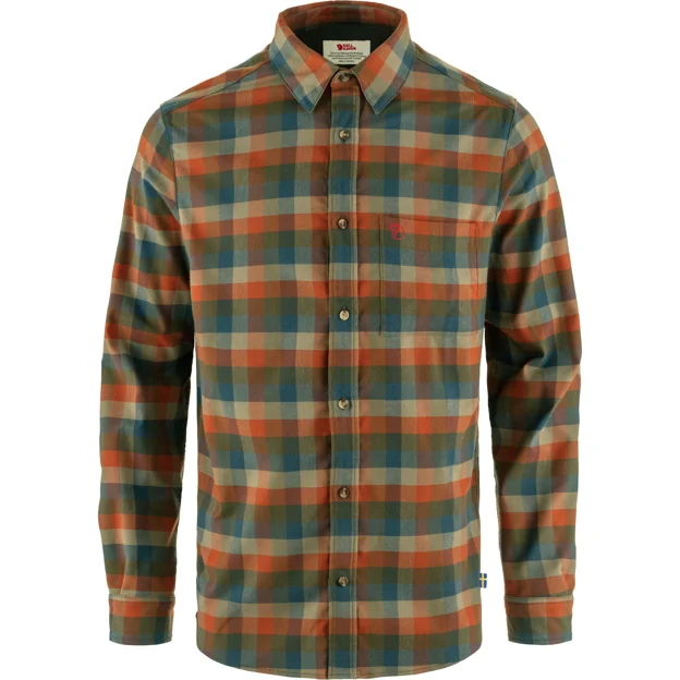 Fjällräven Lappland Stretch Flannel Shirt M Men’s Shirts Brown, Green Main Front 73686