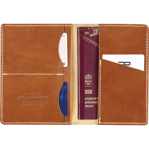 Fjällräven Leather Passport Cover Unisex Travel accessories Brown Detail Angle F 16458