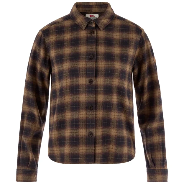 Fjällräven Övik Boxy Flannel Shirt W Women’s Shirts Black, Brown Main Front 104623