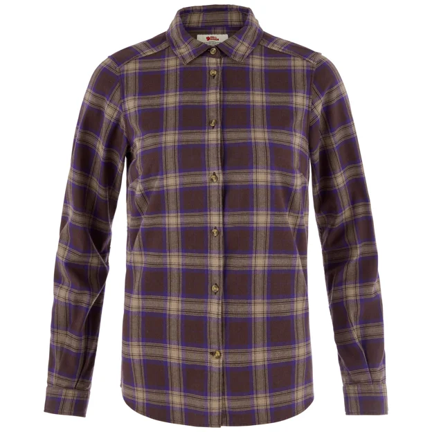 Fjällräven Övik Classic Flannel Shirt W Women’s Shirts Brown, Purple Main Front 104633