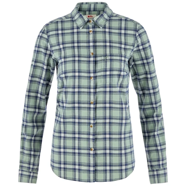 Fjällräven Övik Flannel Shirt W Women’s Shirts White, Green Main Front 104806