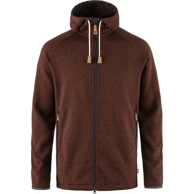 Fjällräven Övik Fleece Hoodie M Men’s Fleeces Grey, Orange Main Front 65513