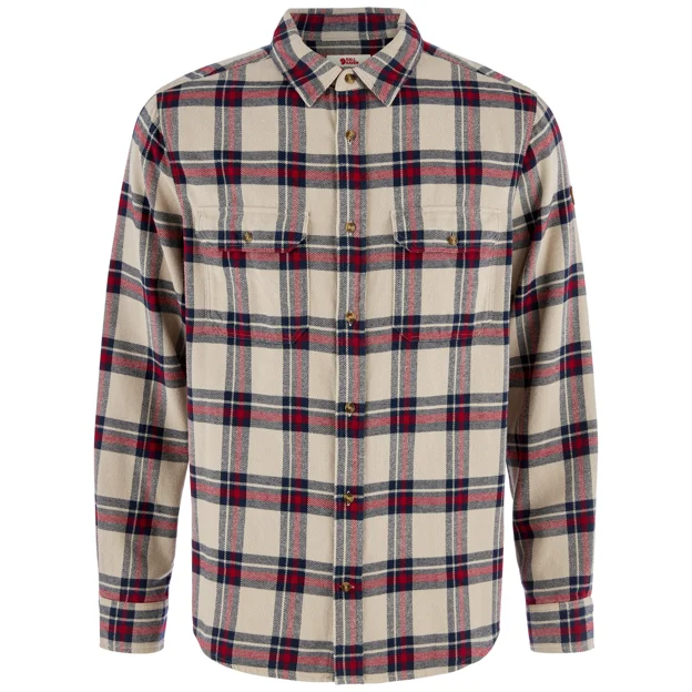Fjällräven Övik Heavy Flannel Shirt M Men’s Shirts Beige, Red Main Front 104724