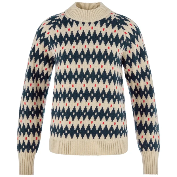 Fjällräven Övik Jacquard Knit W Women’s Sweaters & knitwear Blue, Beige Main Front 104657