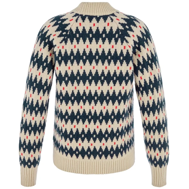 Fjällräven Övik Jacquard Knit W Women’s Sweaters & knitwear Blue, Beige Main Back 104660