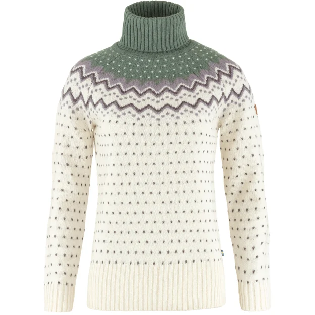 Fjällräven Övik Knit Roller Neck W Women’s Sweaters & knitwear White, Dark green, Green Main Front 56521