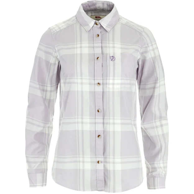 Fjällräven Övik Lite Flannel Shirt W Women’s Shirts White, Purple Main Front 100932