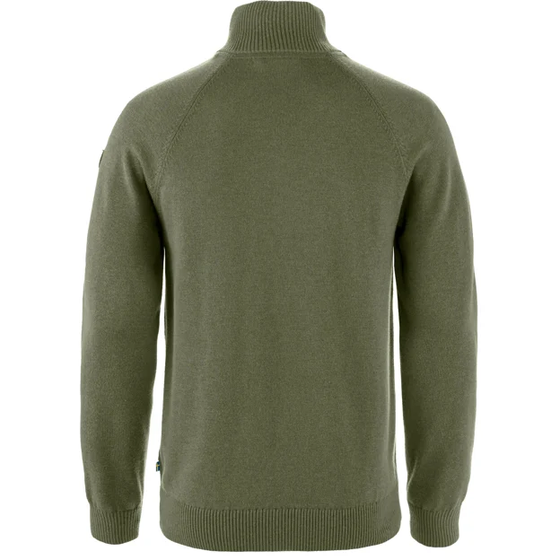 Fjällräven Övik Lite Half Zip M Men’s Sweaters & knitwear Green Main Back 93896