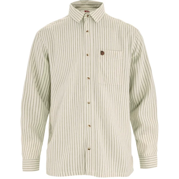 Fjällräven Övik Relaxed Hemp Shirt LS M Men’s Shirts White, Green Main Front 99007