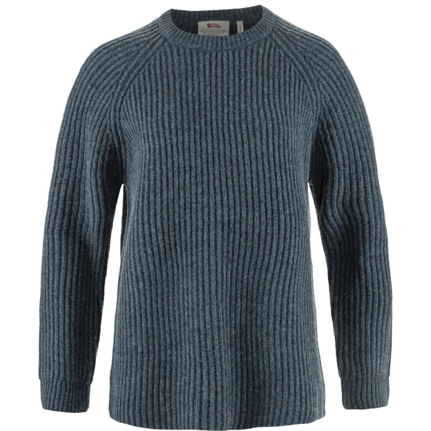 Fjällräven Övik Rib Sweater W Women’s Outlet Blue Main Front 79934