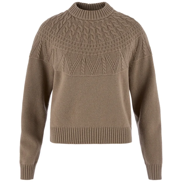 Fjällräven Övik Solid Jacquard Knit W Women’s Sweaters & knitwear Brown Main Front 104686