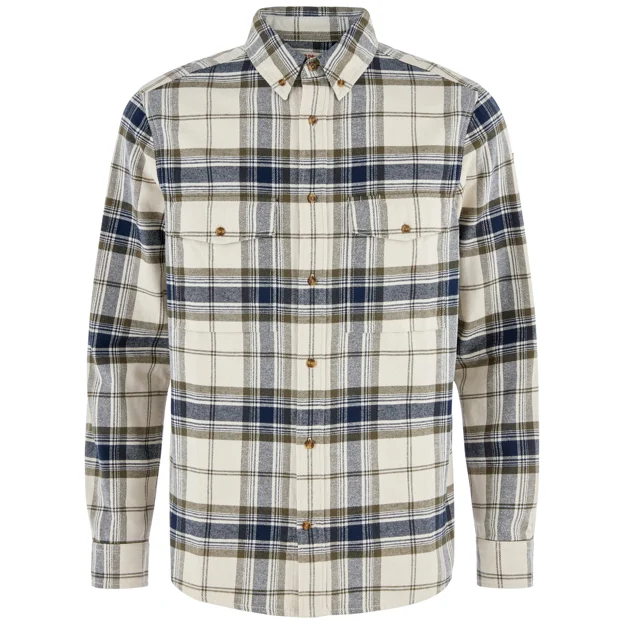 Fjällräven Övik Twill Shirt M Men’s Outlet White, Blue Main Front 104886