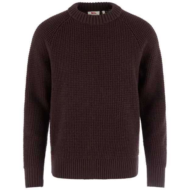 Fjällräven Övik Waffle Knit M Men’s Sweaters & knitwear Brown, Purple Main Front 104884