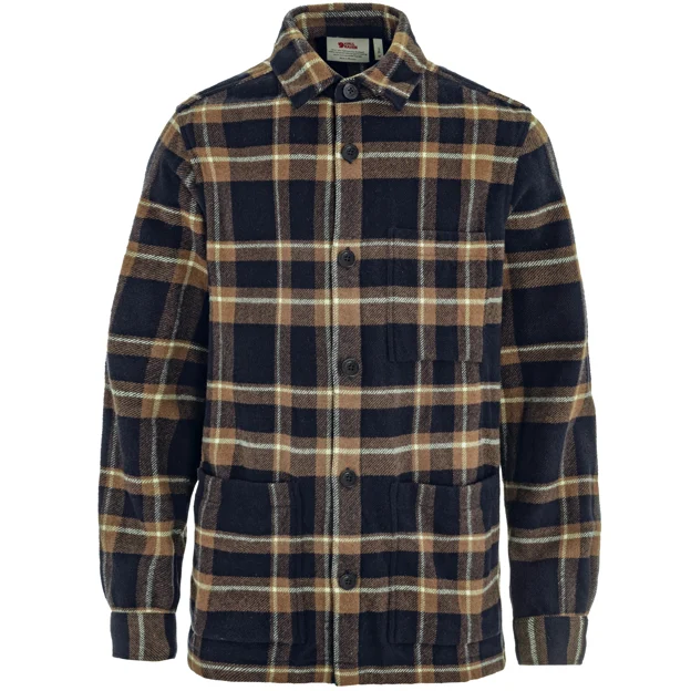 Fjällräven Övik Wool Shirt M Men’s Shirts Blue, Brown, Blue Main Front 97921